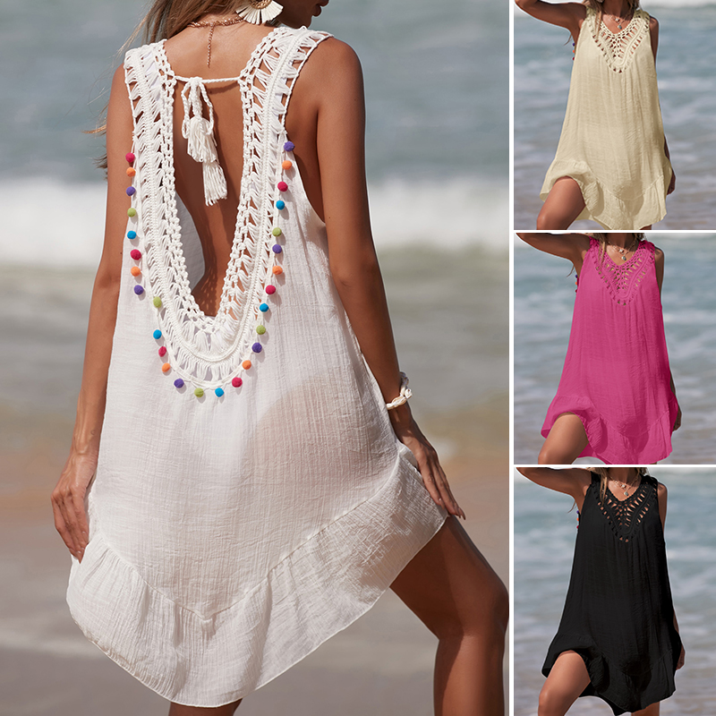 Cover Up Kaftan - Abito corto da donna con scollo
