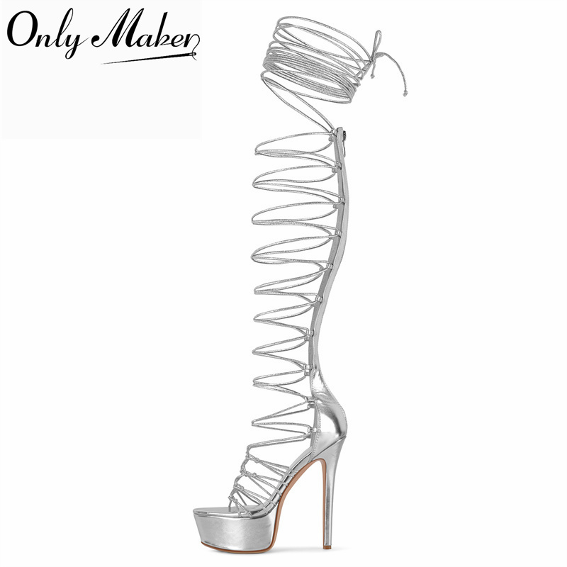 Sandal Strappy Heeled - Sandali gladiatore con plateau, allacciatura, punta