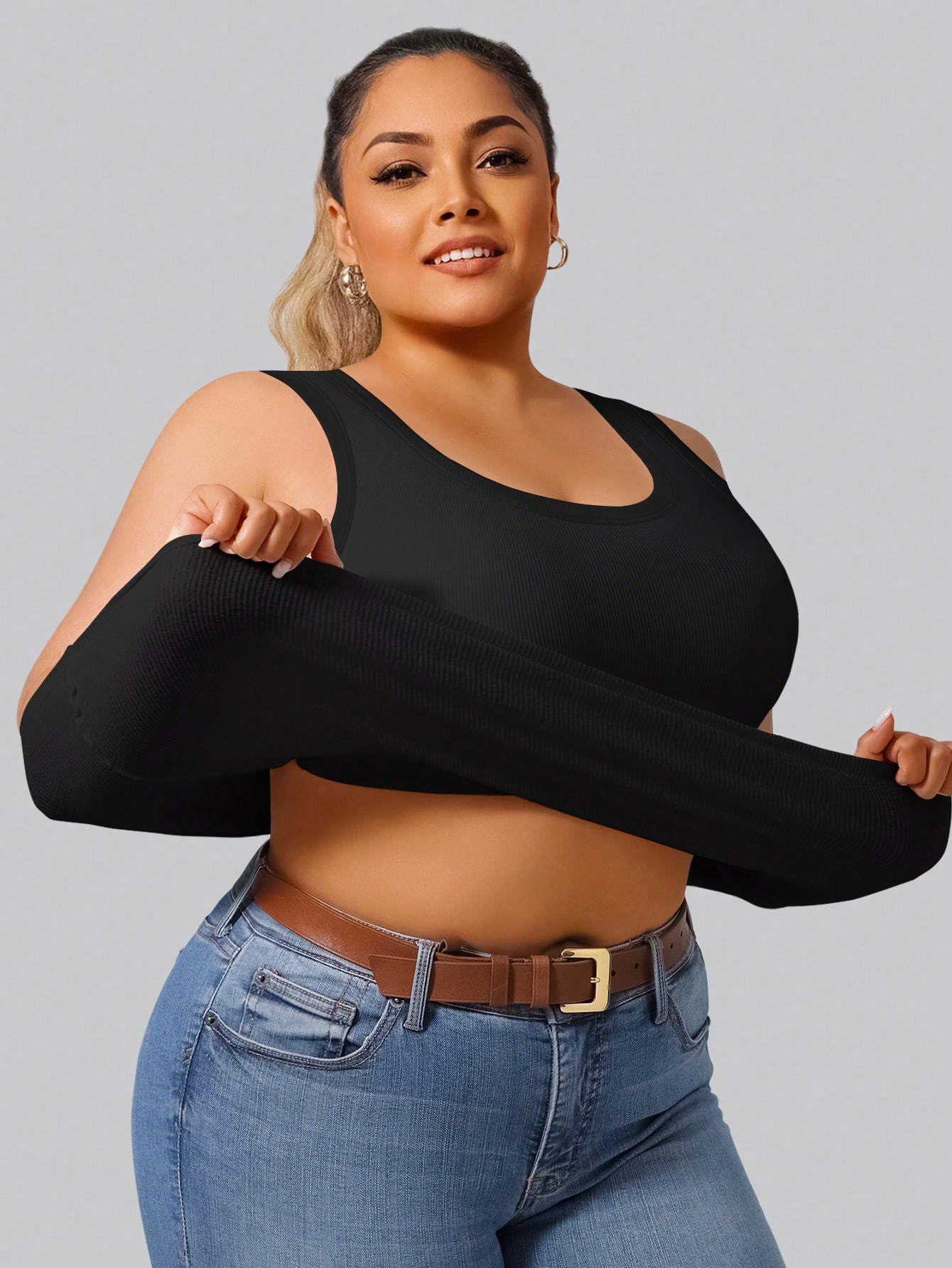 Crop Top Crochet - Top corto a costine elasticizzato da