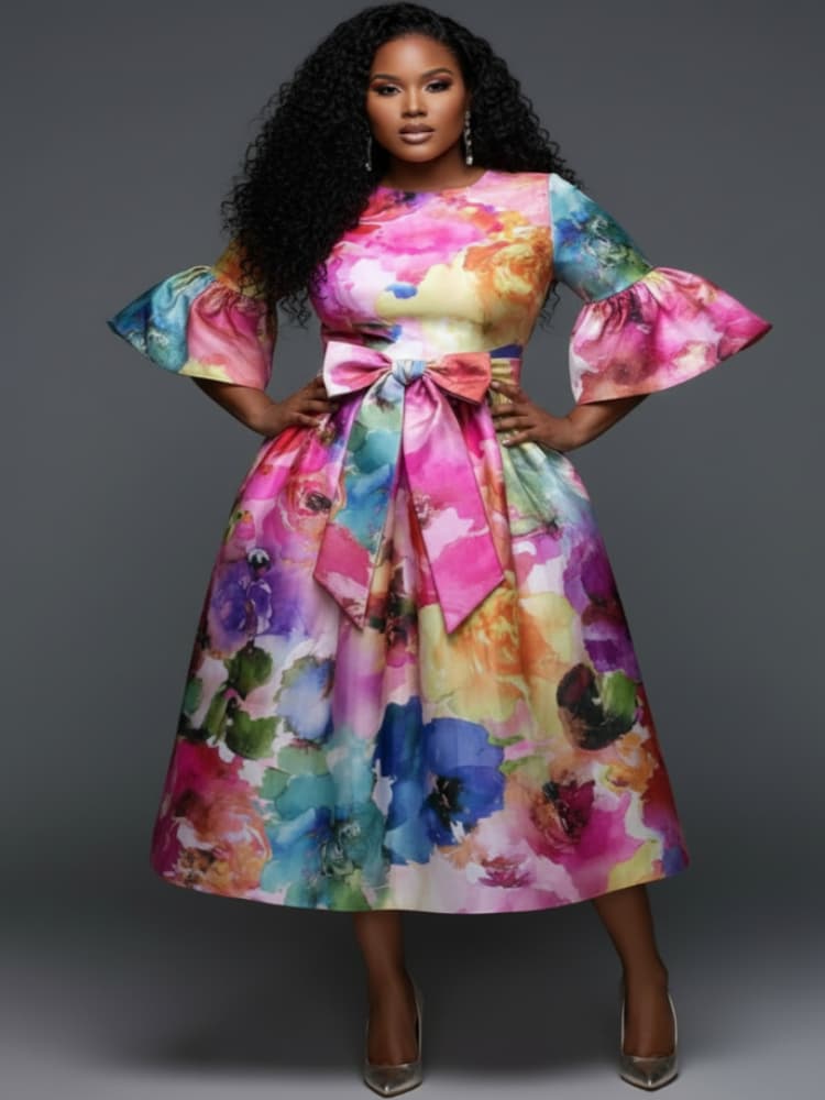 Abito midi a maniche svasate c - Midi Skirt Floral recensione e prezzo